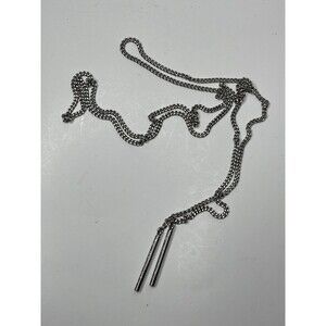 Michael Kors Silver Tone Chain & Bar Lariat Necklace 36"